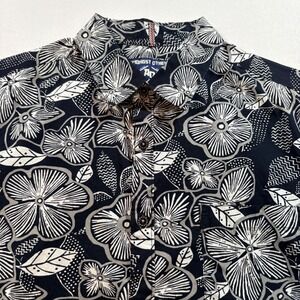 Amongst Others Floral Button Down Shirt Mens Medium Black White Cotton Graphic